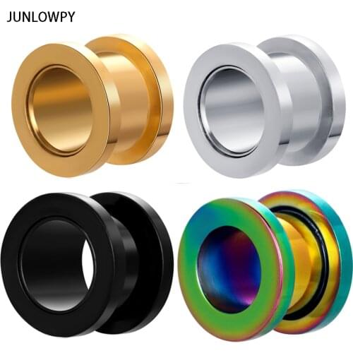 JUNLOWPY Surigcal Steel Flesh Tunnel Ear Plugs Fashion Body Jewelry Screw Earring Expander Stretcher Gauges Ear Piercing 128pcs