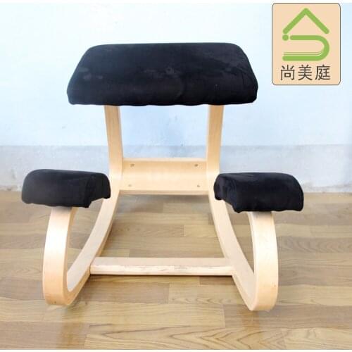 Rocking Wood Kneel Stool Ergonomic Kneeling Chair with Thick Cushion for Improving Posture Prevention of Myopia Computer Chair