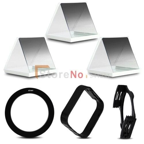 49 52 55 58 62 67 72 77 82 MM Ring adapter + 3 graduated square filter ND2 ND4 ND8 + Square Lens hood for Cokin P Free Ship