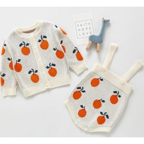 Spring Autumn Baby Girls Clothes Toddler Baby Girls Knitting Clothing Sets Long Sleeve Cardigan Sweater+Romper