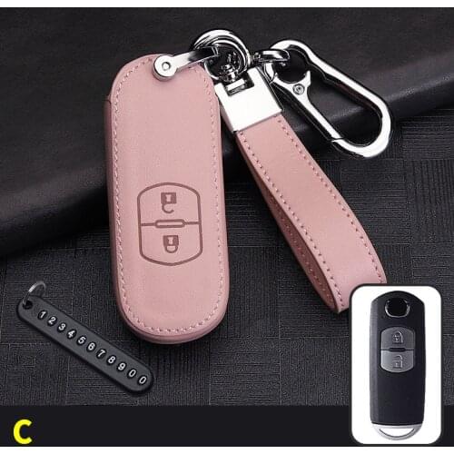 Leather Car Key Cover Case Fit for Mazda 2 3 5 6 2017 CX-4 CX-5 CX-7 CX-9 CX-3 CX 5 Accessories Key Chain Key Fob Cover