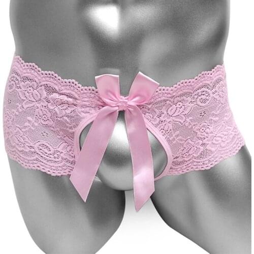 Crotchless Sissy Lace Panties Mens Underwear G Strings Sheer Open Crotch Thong Underwear Gay Fetish Lingerie Knickers