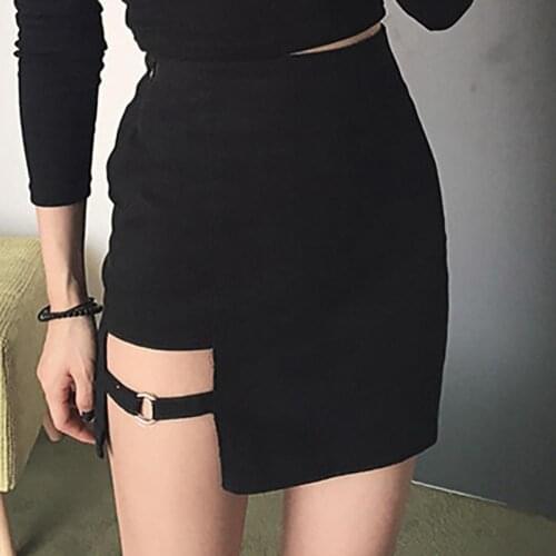 Korean Style Black Hip Irregular Micro Mini Skirt High Waist Black Dance Skirt Short Gothic Asymmetrical Mini Skirt Streetwear