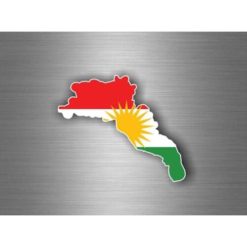 Sticker Car Moto Map Flag Vinyl Outside Wall Decal Kurdistan Kurds 13*13cm