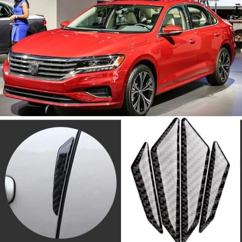 For Volkswagen Passat Car Side Door Edge Guard Bumper Trim Protector 4pcs PVC carbon fiber Stickers