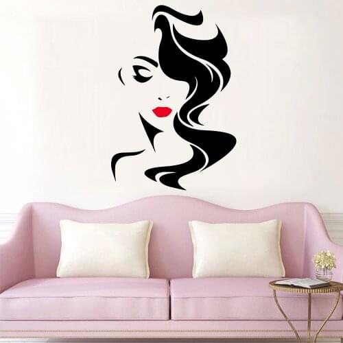 Delicate Wall Sticker Woman Beauty salon Decals For Salon Room Decor Wall Stickers For Hair Salon Decorating Vinyl Mural