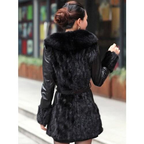 Mink Female Genuine Leather Winter Jacket Women Fox Fur Collar 100% Real Sheepskin Long Coat MY3772
