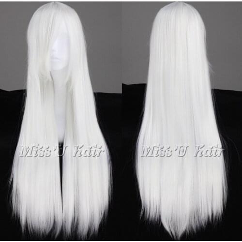 New fashion Lolita Sliver White Long Straight Anime Halloween Cosplay party role play Wig for adult full hair+Wig Cap