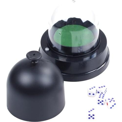 New-Automatic Dice Roller Cup Battery Powered Pub Bar Party Game Play With 5 Dices Black