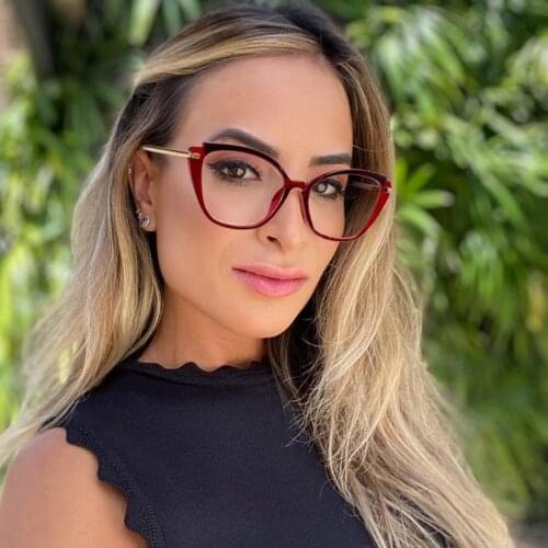2021 New Fashion TR90 Anti-blue Glasses Frame Women Vintage Metal Cat Eye Spectacles Female Optical Eyeglasses Oculos Feminino
