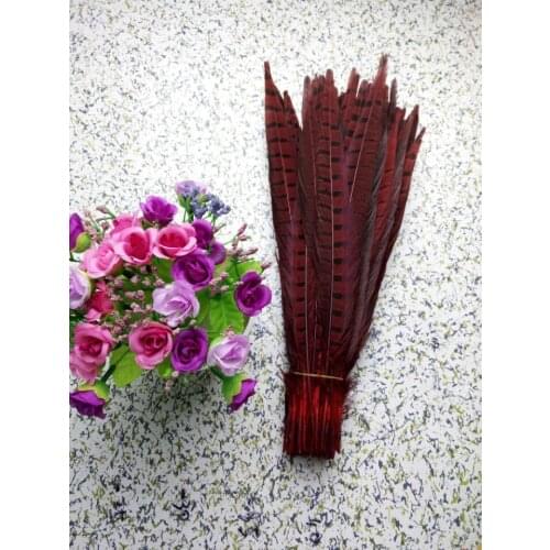 Wholesale perfect 100pcs high quality natural Male Pheasant feathers 14-16inch/35-40cm Decorative diy red