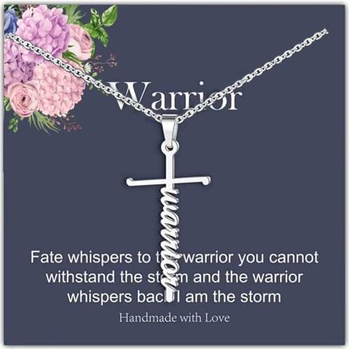 Warrior Cross Pendant Necklace Silver Color Stainless Steel Chain Necklace For Women Female Fashion Jewelry Gift LGS1985
