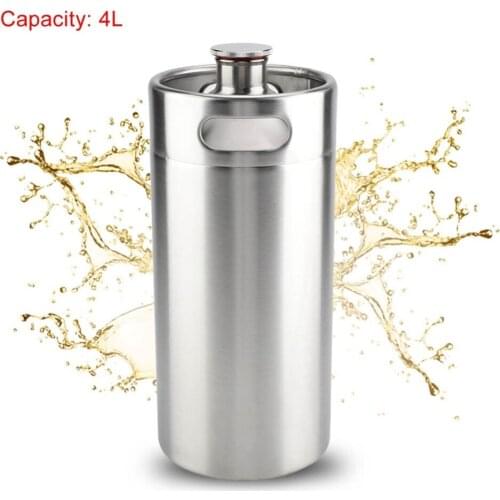 4L Mini Stainless Steel Homebrew Growler Mini Keg Beer Growler Leak Proof Top Lid Beer Bottle Home Brewing Making Bar Tool