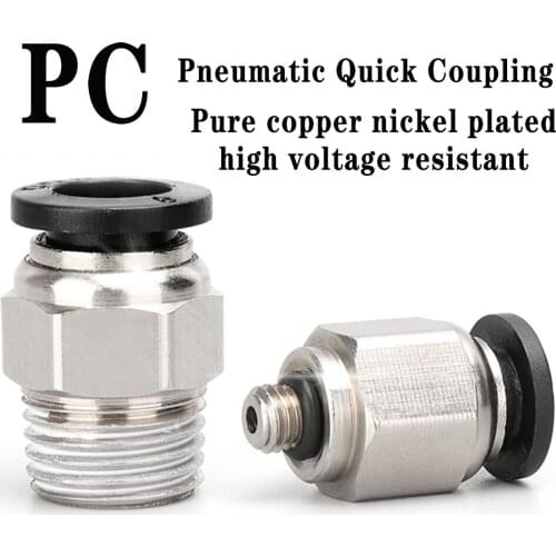 PC pneumatic quick connector hose connector black external thread 1/4" 1/2" 1/8" 3/8" air compressor fitting hose 4 6 8 10 12