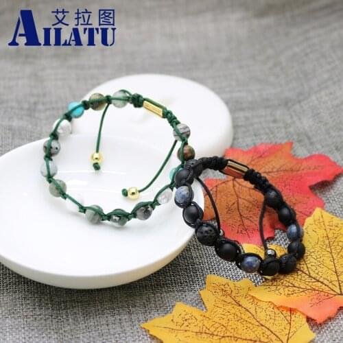 New Mix Stones Couples Braided Bracelet with 8mm Natural Energy Stone Bracelets