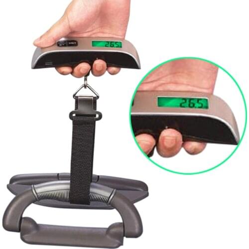 50kg/110lb Digital Electronic Luggage Scale Portable Suitcase Scale Handled Travel Bag Weighting Fish Hook Hanging Scale