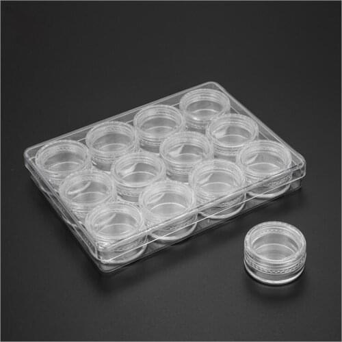 5gx12 clear plastic bottle pot jar tin for eye serum essence sample cream eye shadow powder art nail skin care cosmetic packing