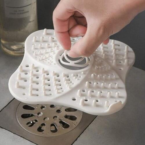 Rubber Hair Catch Shower Drainer Flexible Bathtub Strainer with 4 Strong Suction Cups RE