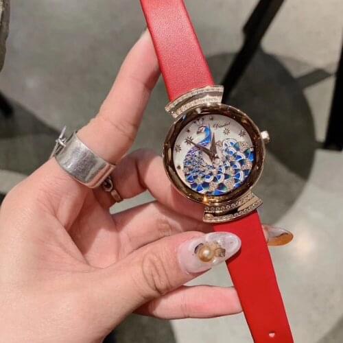 Luxury Princess Peacock Watches for Women Vintage Phoenix Painting Watch Waterproof Candy Color Leather Wrist watch Crystals