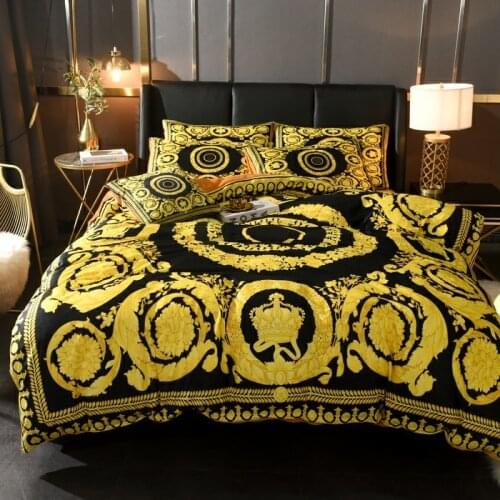2020 Luxury Velvet Digital Print Palace Bedding Set Warm Flannel Duvet Cover Flat Sheet Pillowcases Winter Fleece 4/6Pcs