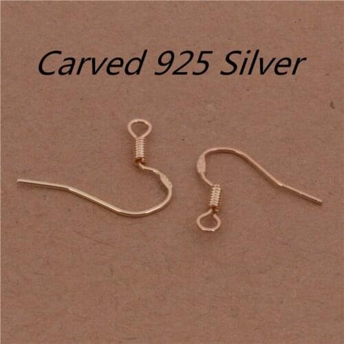 50PCS Earrings 925 Silver Polish Wire Ear Plated 925 STERLING SILVER French without Beads Coil Ear Wires Hooks earring