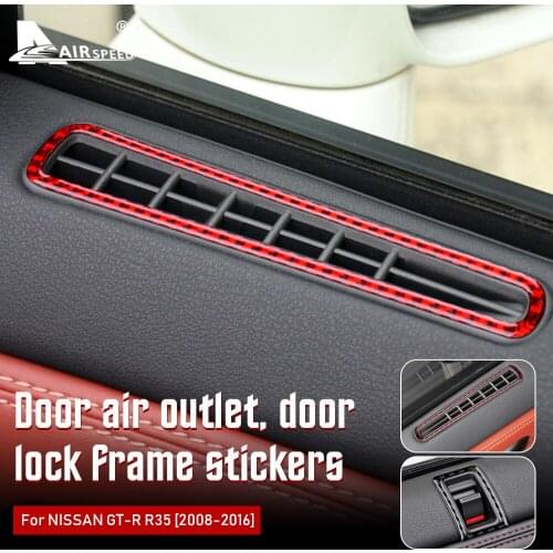Carbon Fiber for Nissan GTR R35 2008-2016 Accessories Interior Trim Car Door Lock Frame Door Air Outlet Vent Panel Cover Sticker