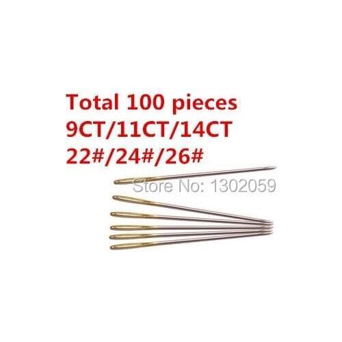 Available 100 Pcs/lot Cross Stitch 26#/24#/22# 9CT 11CT 14CT Needle Needlework Embroidery Tool Accessory