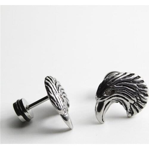 Retro Punk Eagle Stud Earrings Stainless Steel Animal Stud Earrings European and American Fashion Mens Jewelry Birthday Gift