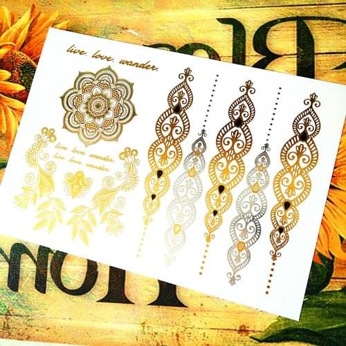 SHNAPIGN 25 style Temporary Tattoo Body Art, Choker Gold Designs, Flash Tattoo Sticker Keep 3-5 days Waterproof 21*15cm