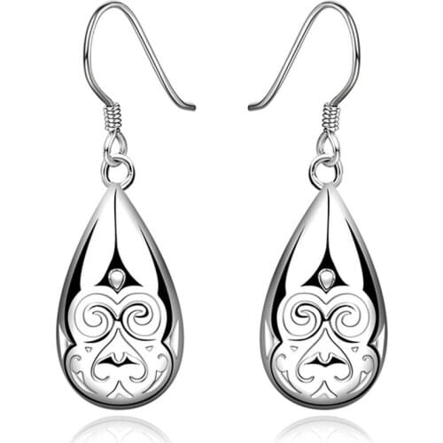 Women lady cute wedding , present popular top quality fashion silver color Earring Jewelry factory price free shipping E582