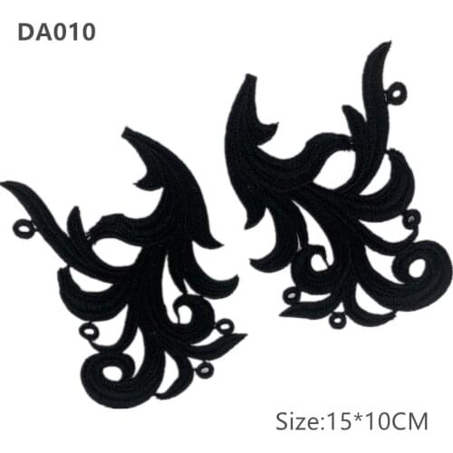 CHICKNIT 1 pair white black Embroidery lace Applique patch for Sewing Cosplay Tango Latin dance ballet costumes Dress
