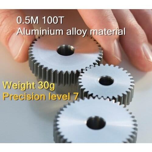 1PCS 0.5M 100T Aluminum gear M4 Jackscrew Inner bore For 5 6 6.35 7 8 10 12 MM Or Thick Inner bore 10mm horizontal gear