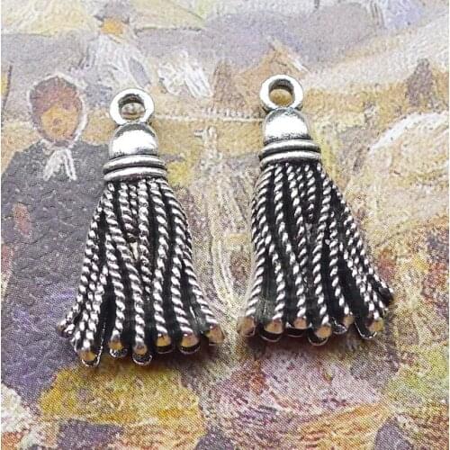 Newest 10Pieces 12*21mm Mixed Alloy Antique Silver Color Tassels Charms Earrings Pendant Accessory For DIY Jewelry Making