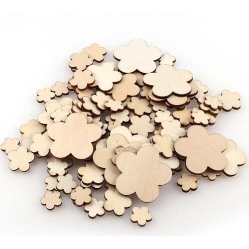 100pcs Eco-friendly Plum Embelishment Decorative Wedding Decorations Vintage Wood Shape Home Decor Carving Wood Craft