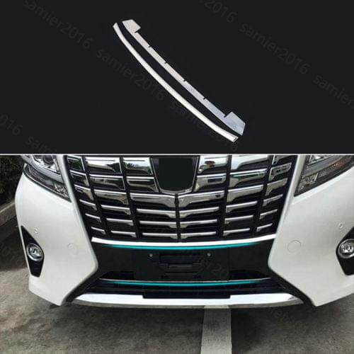 2pcs Stainless Steel Fit For Toyota Alphard 15-17 Front Bumper Grill Cover Trim