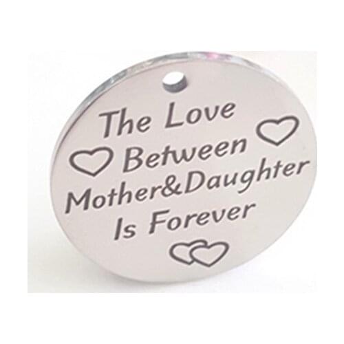 20PCS Stainless Steel Pendant Jewelry Lettering The Love Between Mother& Daughter is Forever Charms DIY Necklace&Bracelet