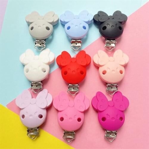 3PCS Mouse Shape Silicone Pacifier Clip Holder Soother BPA Free Pacifier Chain Accessories Nursing Teethiing Toys Clips