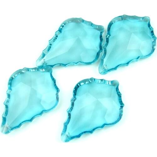 38mm/50mm/63mm/76mm Crystal Maple Leaf Garlands Strand Aquamarine Glass Crystal Chandelier Pendants Party Wedding Decoration