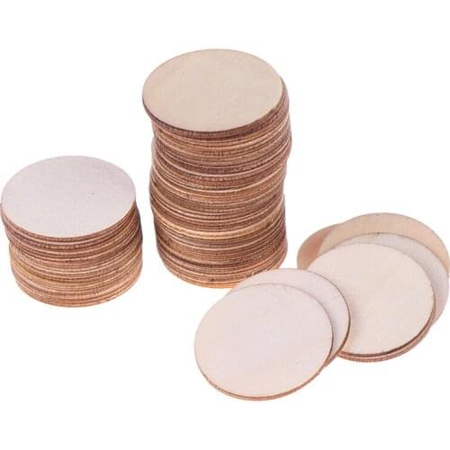 50pcs Wooden DIY Christmas Ornaments Wood Pieces Slice Round Unfinished Wooden Discs for Crafts Centerpieces