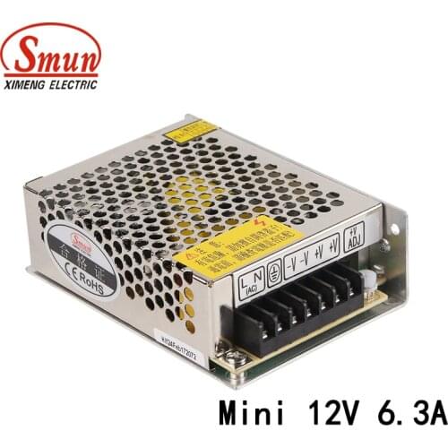 75W 12V 6A mini size single output switching power supply with CE ROHS 2 year warranty