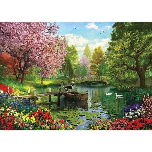 5D Diamond Painting Tree Lake Flower Cross Stitch Kit Full Round Embroidery Mosaic Landscape Picture Of Rhinestones Home Decor