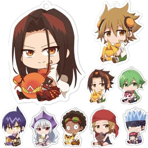 Shaman King Yoh Asakura Cosplay Key Chains Two-sided Keychain Cosplay Acrylic Pendant Prop Accessories