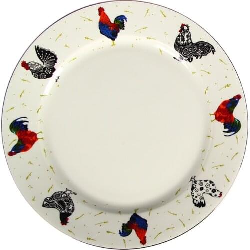 British Fine Bone China Cock Dinner Plates Royal Quality Tableware Creative Western Dish Steak Dessert Fruit Plate Large Disc