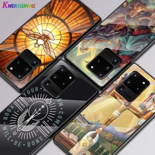 Faith Jesus God cross For Samsung Galaxy S20 FE S10e S10 S9 S8 Ultra Plus Lite Plus 5G Tempered Glass Cover Phone Case