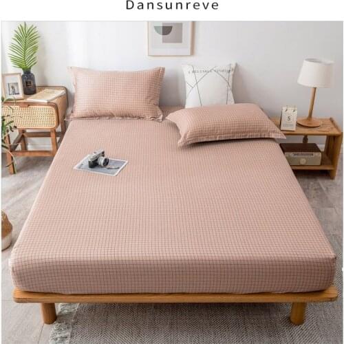 Dansunreve 100% cotton Fitted Sheet Mattress Cover 120x200cm Bed Sheets With Elastic Band Single Double Queen Size Bedsheet