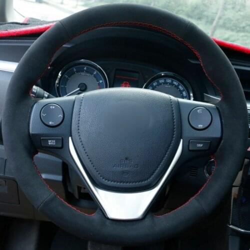 Top Leather Steering Wheel Hand-stitch on Wrap Cover For Toyota RAV4 2013