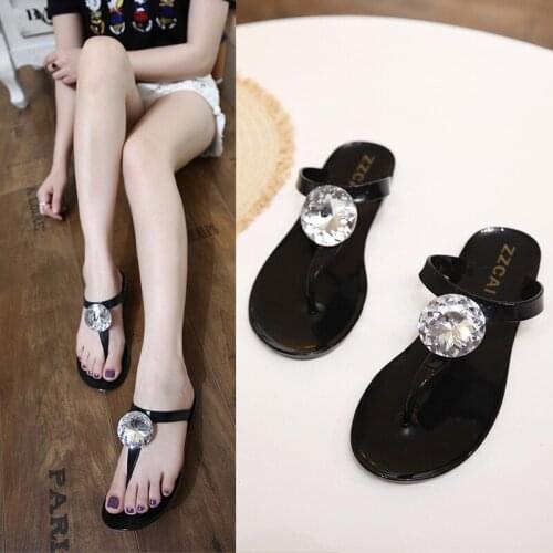 Fashion Women Flip Flop Bohemian Style Beautiful Rhinestone Pearl Flat Slippers (Size 36-41)