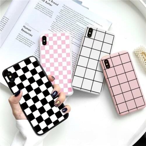 Fashion Plaid Checkerboard Phone Case For iPhone 12 11 Pro Max Cases TPU Coque For iPhone 7 8 6 S Plus X Xr Xs Max SE 2020 Cover