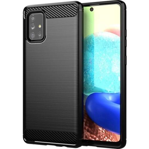 Soft TPU Silicone Case for Samsung Galaxy A71 5G UW Silicone Fitted Carbon Fiber Soft TPU Shockproof Phone Cover