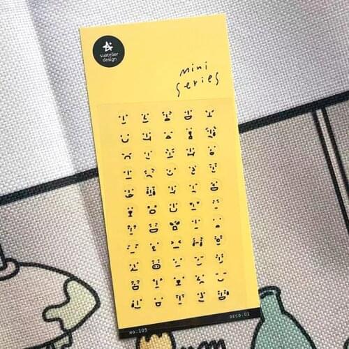 Suatelier Mini Facial Expression Nail Stickers Cute Scrapbooking Material DIY Journal Diary Decortive Korea Sonia Sticker Craft